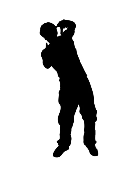 Silhouette of young man gesturing — Stock Photo, Image