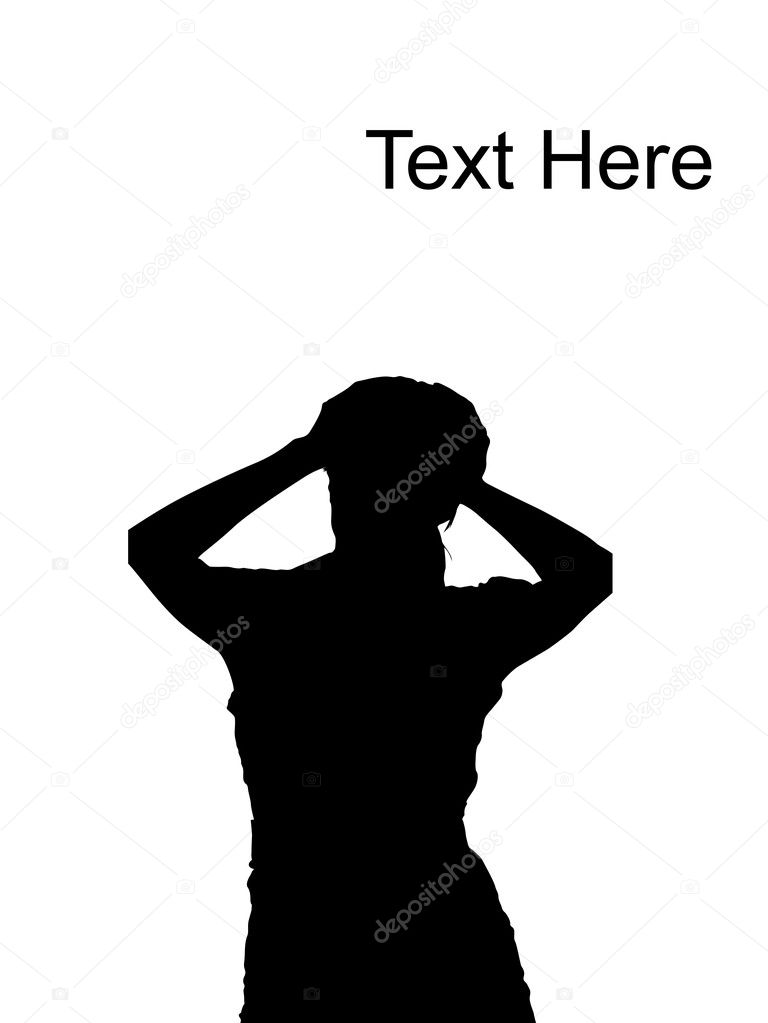 Silhouette of frustrated businesswoman
