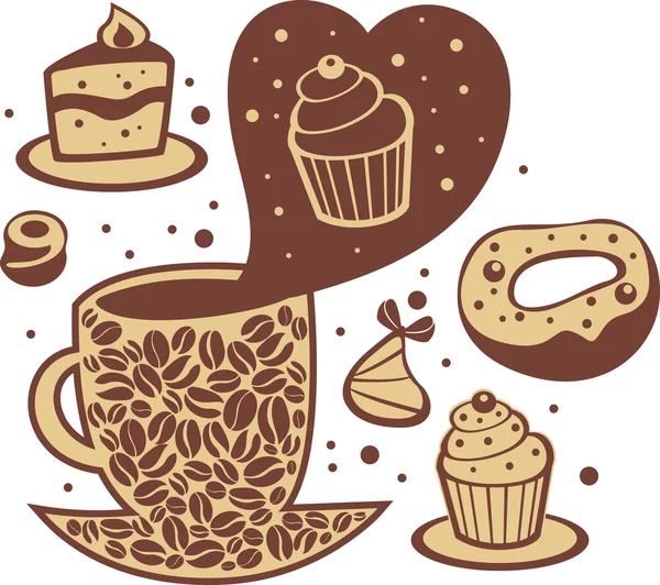 Кофе и сладости — стоковый вектор