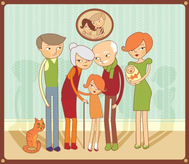 Cartoon family portrait clipart