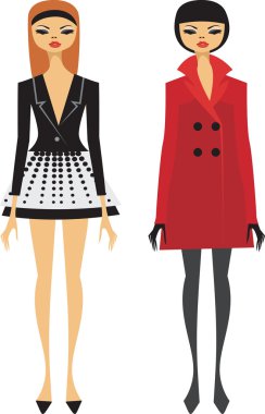 Fashionably dressed girls clipart