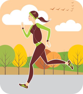 Jogging in autumn clipart