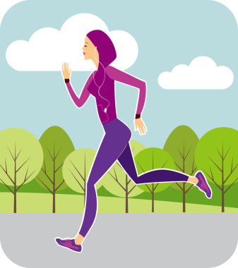 Jogging in spring clipart