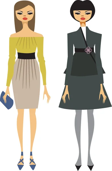 Модно одетые девушки — стоковый вектор
