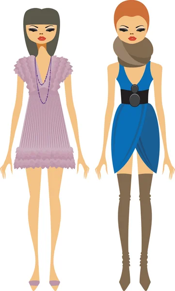 Модно одягнені дівчаток — стоковий вектор