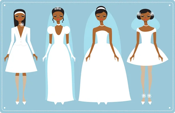 Cuatro novias con vestidos de novia — Archivo Imágenes Vectoriales