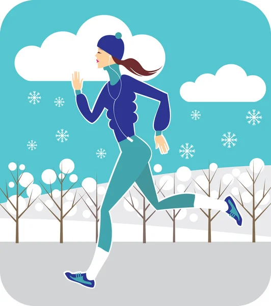 Jogging no inverno — Vetor de Stock