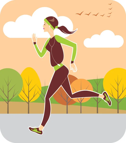Jogging in autunno — Vettoriale Stock