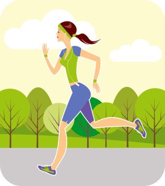 Jogging in summer clipart