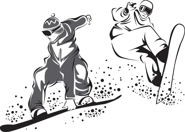 Praticantes de snowboard —  Vetores de Stock