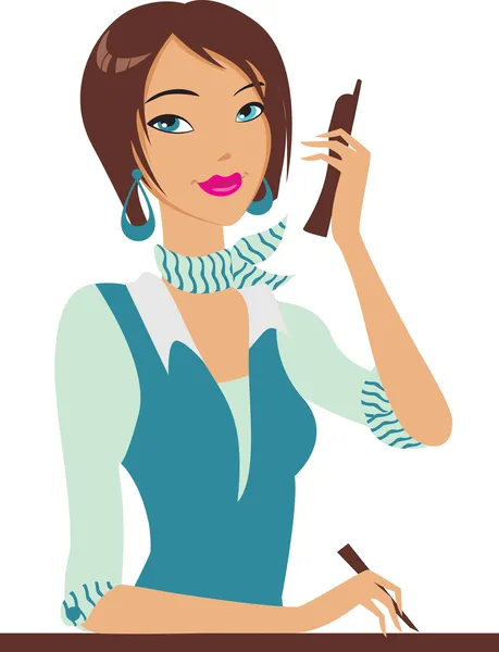 Girl with the phone — Stock Vector