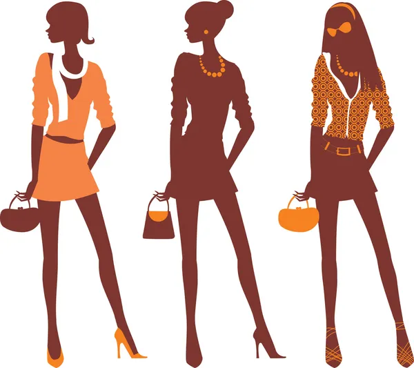 Fashionable female silhouettes — Stock Vector