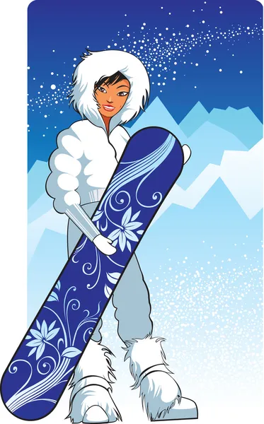 Красивый сноубордист — стоковый вектор