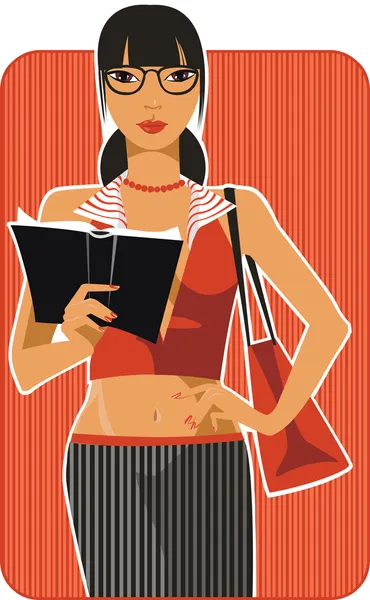 Girl with the book — Stock Vector