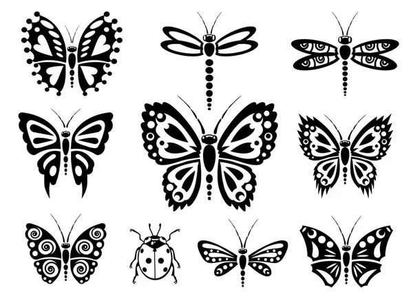 Butterfly silhouettes — Stock Vector