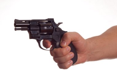 Hand with revolver clipart