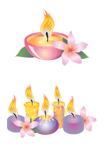 Κεριά και λουλούδια — Διανυσματικό Αρχείο