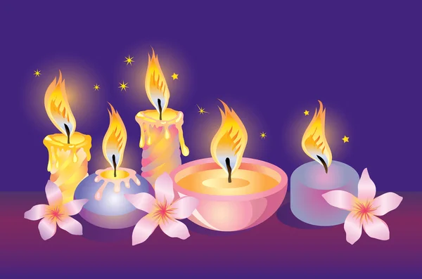 Svíčky a květiny — Stockový vektor