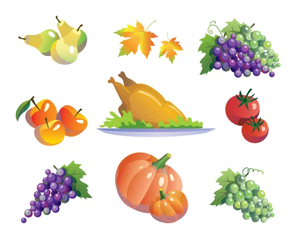 Produtos hortícolas e frutas — Vetor de Stock