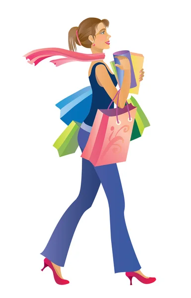 stock vector Shopping girl