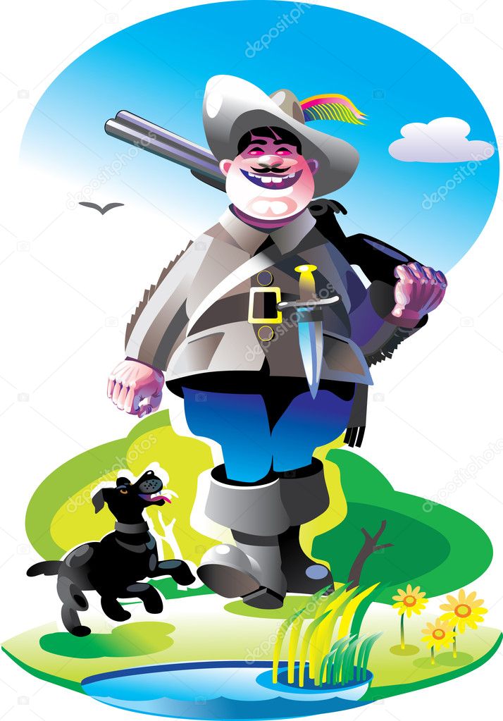 Hunter with a rifle and dog
