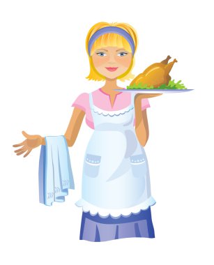 Girl with turkey clipart