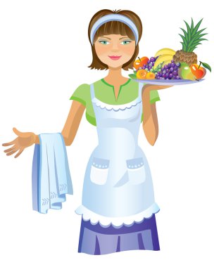 Girl with fruits clipart