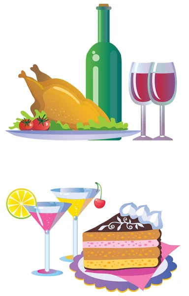 Wine and food — Stock Vector