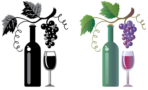 Anggur dan anggur - Stok Vektor
