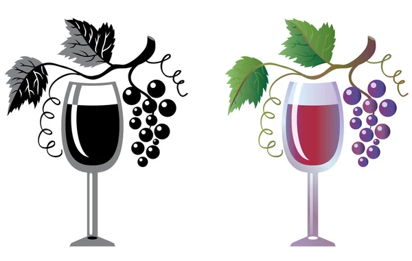 Wijnglas en grapevine — Stockvector