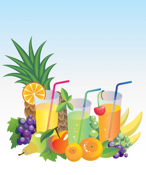 Juice and fruits — Stock Vector