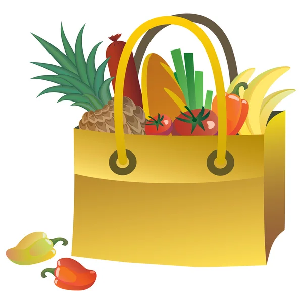 Bag with food — Stock Vector