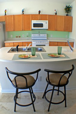 Kitchen with Bar Stools clipart