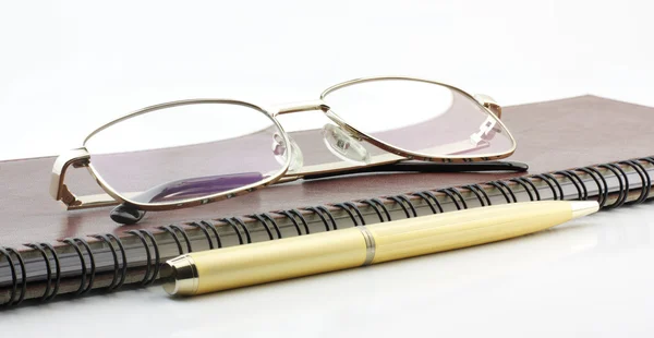 stock image Pen, book and spectacles