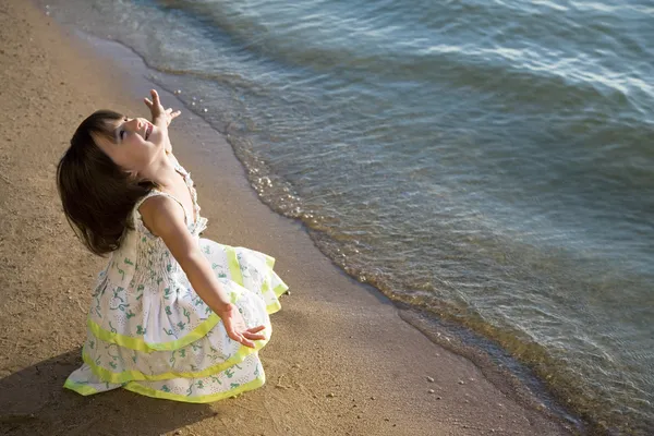 stock image Girl with the lifted hands