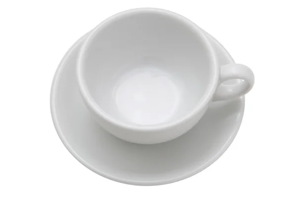 Boş beyaz çay bardağı ve tabağı — Stok fotoğraf