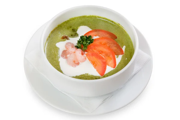 Овочевий зелений вершковий суп — стокове фото