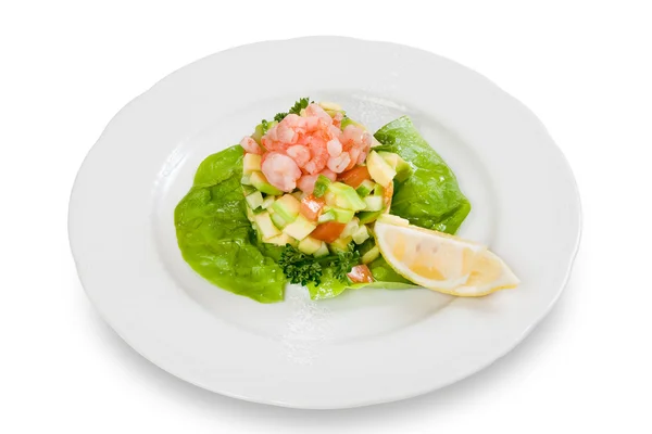 Салат з креветками та авокадо — стокове фото