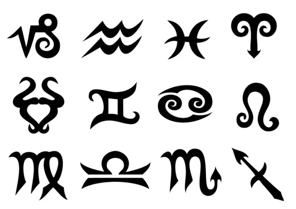 Znaki zodiaku Tatto, wektor — Wektor stockowy