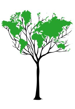 World map tree clipart