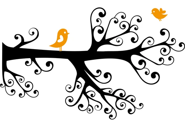 观赏树与鸟 — 图库矢量图片#