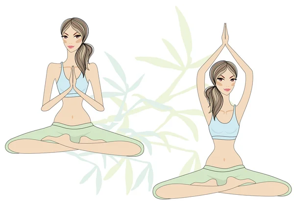 Femme de yoga, vecteur — Image vectorielle