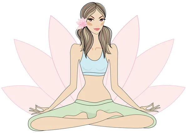 Femme de yoga, vecteur — Image vectorielle