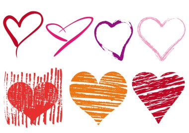 Scribble hearts set, vector clipart