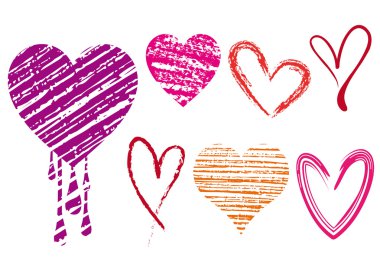 Scribble hearts, vector clipart