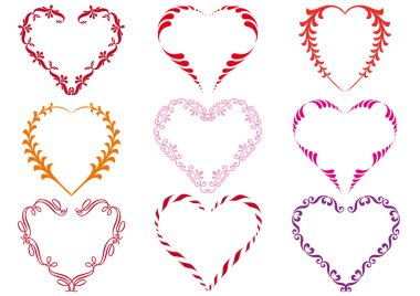 Decorative heart frames, vector clipart