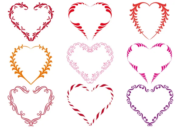 Cadres décoratifs coeur, vecteur — Image vectorielle