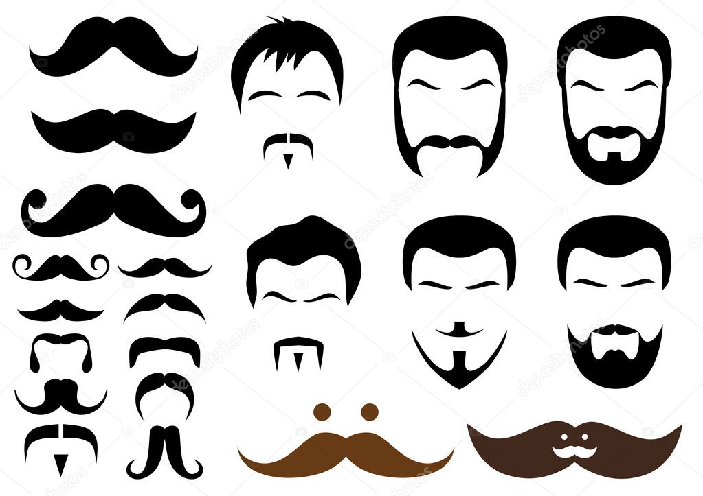 Moustache and beard styles, vector