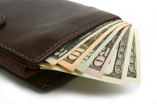 Dollars banknote in purse — Stock Photo, Image