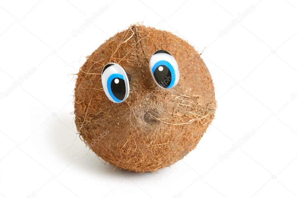 Funny coconut with eyes